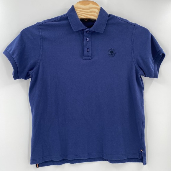 Harley Davidson Mens Large Solid Navy Blue Short Sleeve Embroidered Polo Shirt - Picture 4 of 5